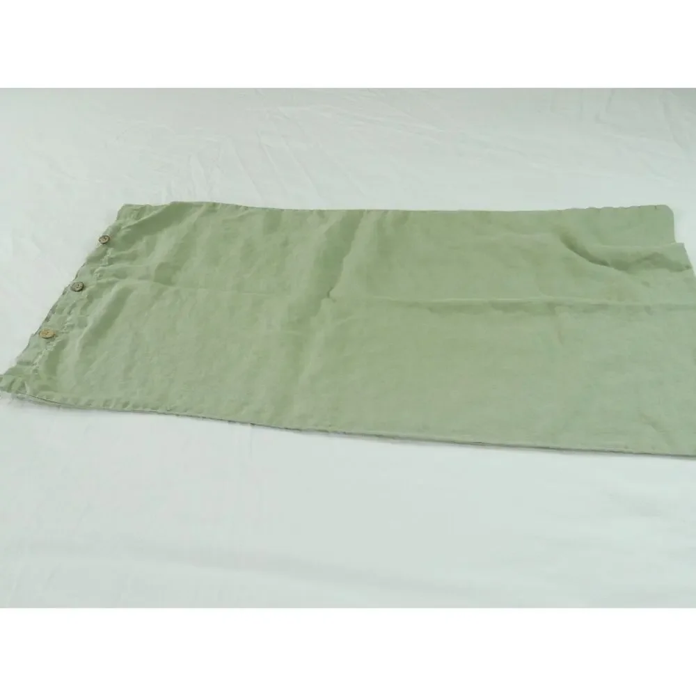 Simple Opulence 100% Linen Pillowcase Button Closure Green King 35” x 20” Modern
